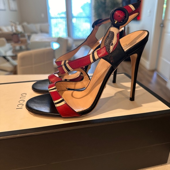 Gucci Shoes - Gucci Red and Black Snake Heels with Stiletto Design
